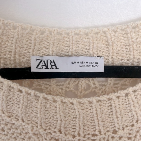 Zara Cream Crochet Knit Pullover Sweater - Picture 4 of 5